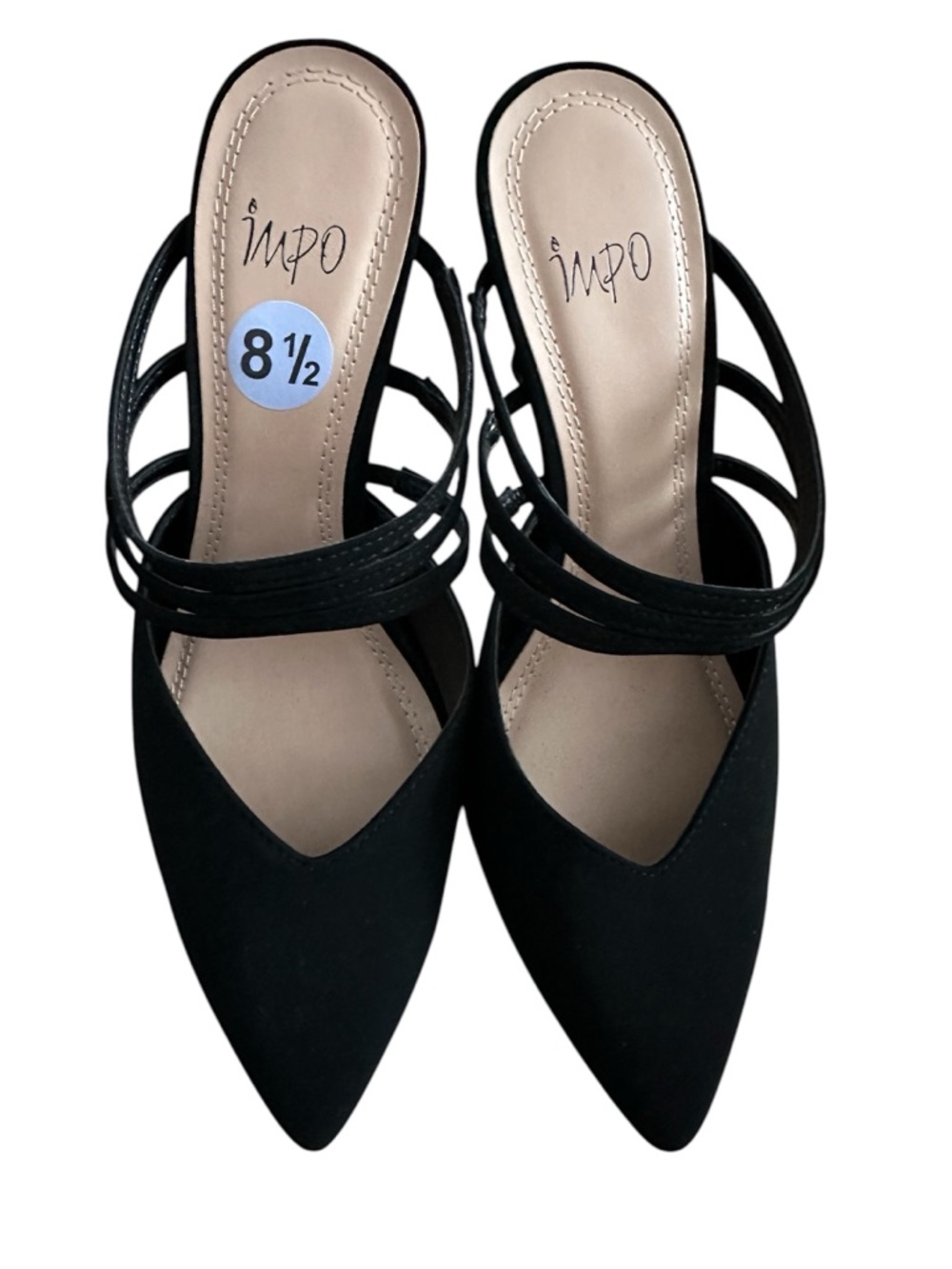 IMPO Black Pointed Toe Strappy Mule